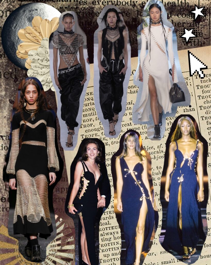 runway safety pin dress collage art